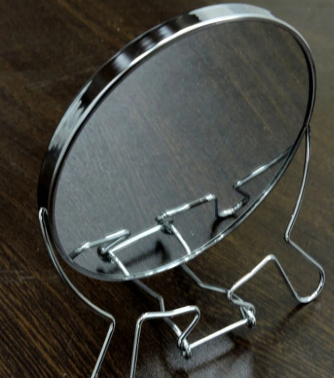 Зеркало двостороннє в металевому корпусі Д-9,5см, фото №4