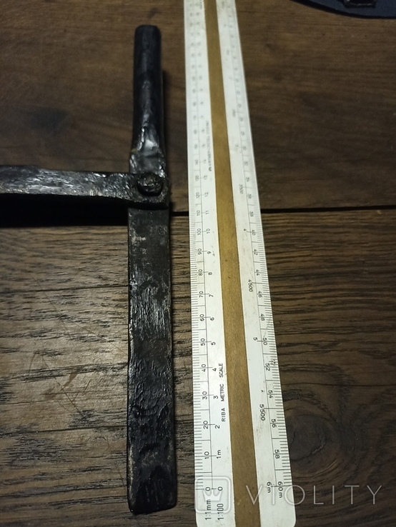 Старовинний великий , 2,4 кг,44 см,кований ключ, з противісом і клямка, фото №5
