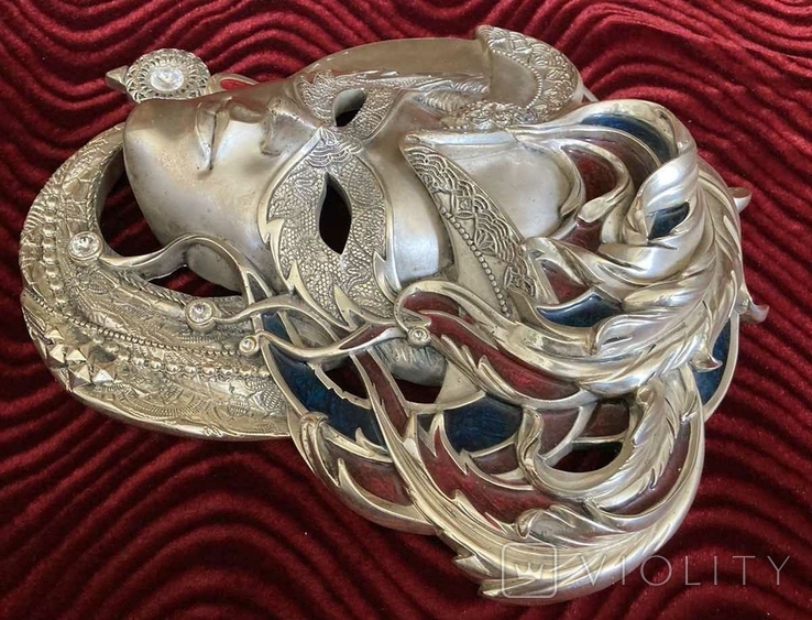 Венецианская маска посеребрённая с деталями из эмали, фото №7