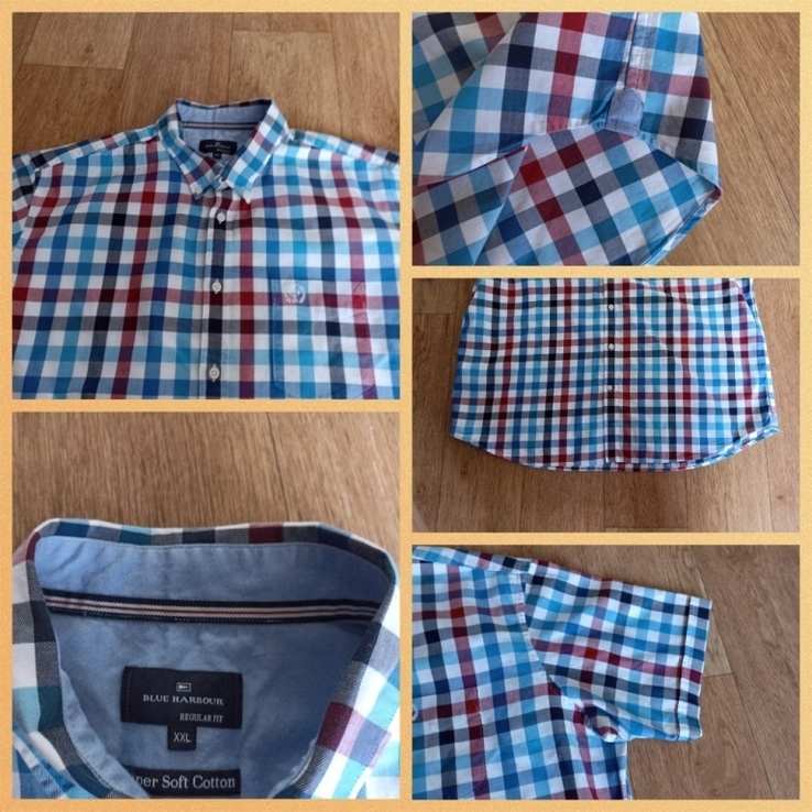 M&amp;S Blue Harbour Рубашка мужская в клетку короткий рукав 2 XL, numer zdjęcia 11