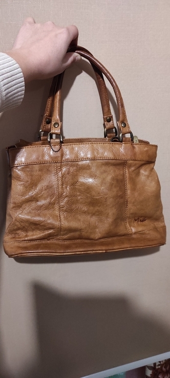 Женская винтажная коричневая кожаная сумка, фото №4