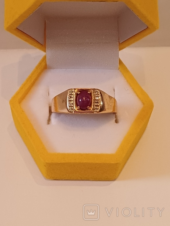 Золотой перстень с рубином и бриллиантами., фото №2