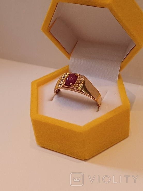 Золотой перстень с рубином и бриллиантами., фото №4
