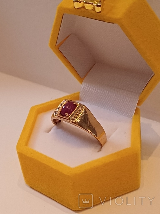 Золотой перстень с рубином и бриллиантами., фото №5