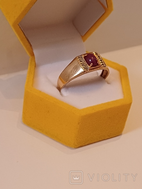 Золотой перстень с рубином и бриллиантами., фото №6