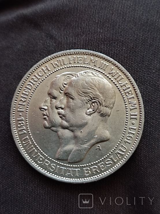 3 марки Пруссия 1911 г. Университет, Бреслау., фото №6