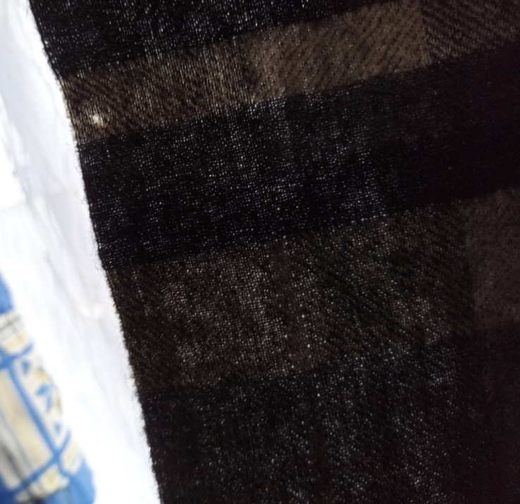 100% шерсть теплый мужской шарф черно серый с бахромой, фото №8