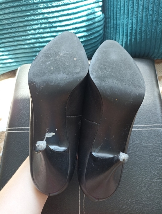 Красивые женские туфли кожа каблук черные с бантиком р. 25, фото №4