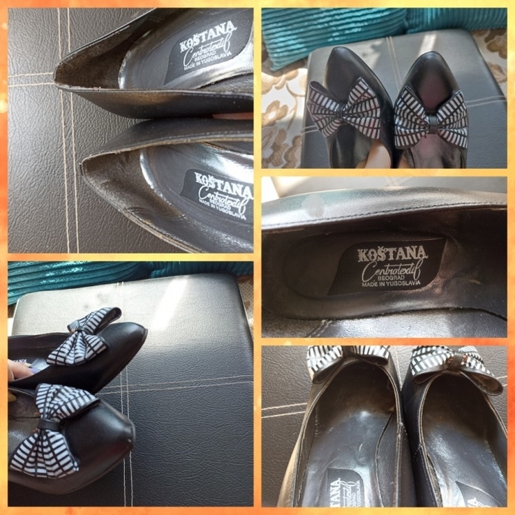 Красивые женские туфли кожа каблук черные с бантиком р. 25, фото №10