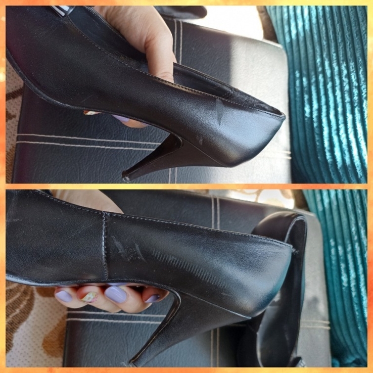 Красивые женские туфли кожа каблук черные с бантиком р. 25, фото №11