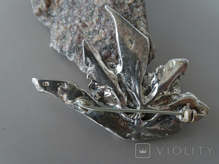 Винтажная дизайнерская брошь "Каменный цветок". Серебро, камень. 17,30 грамма., фото №6