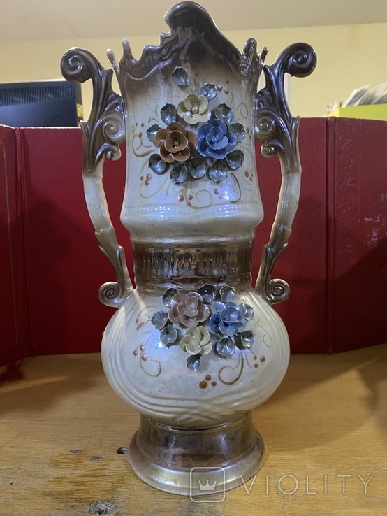 Фарфоровая ваза Цветочные узоры. 32 см., фото №2