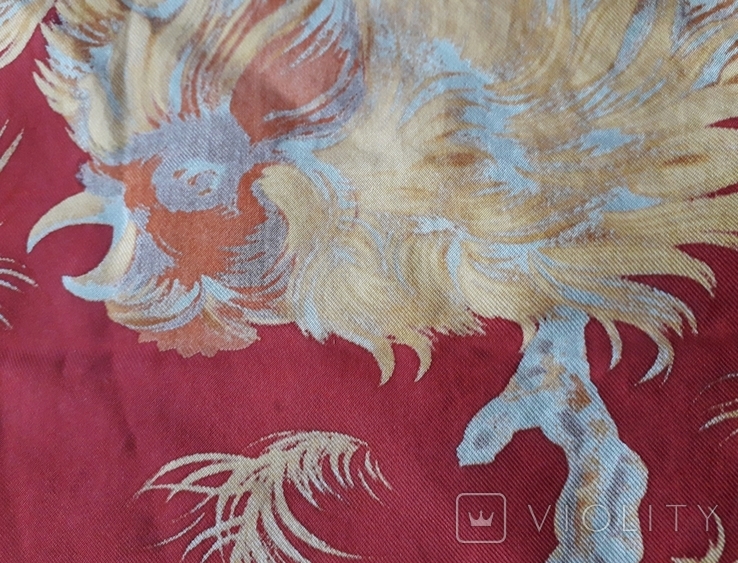 Поединок персидских птиц(огненных петухов), платок оригинальный Ferre - 85x85 см., фото №8