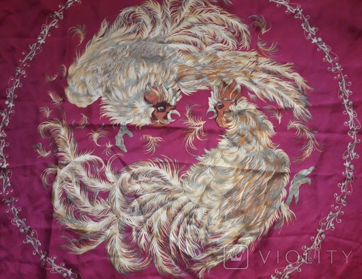 Поединок персидских птиц(огненных петухов), платок оригинальный Ferre - 85x85 см., фото №11