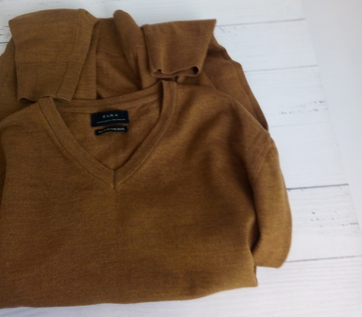 Мужской пуловер, Чоловічий пуловер, коричневий светр ZARA, фото №4