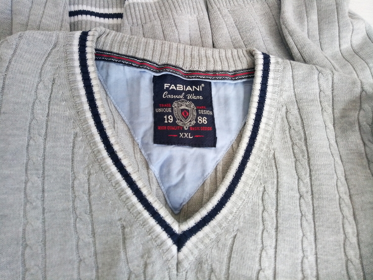 Мужской пуловер, Чоловічий пуловер Fabiani XL сірий, numer zdjęcia 6