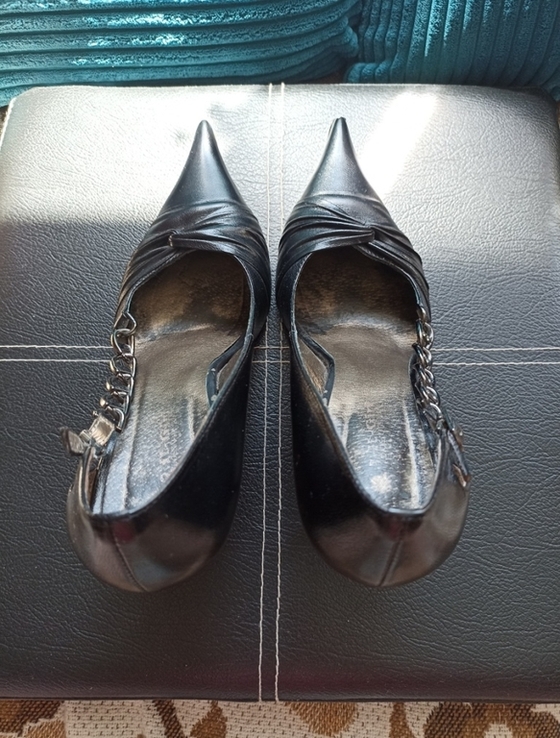 Красивые женские туфли черные нат кожа на шпильке 37, фото №3