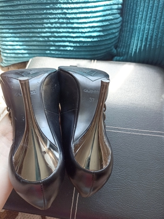 Красивые женские туфли черные нат кожа на шпильке 37, фото №7