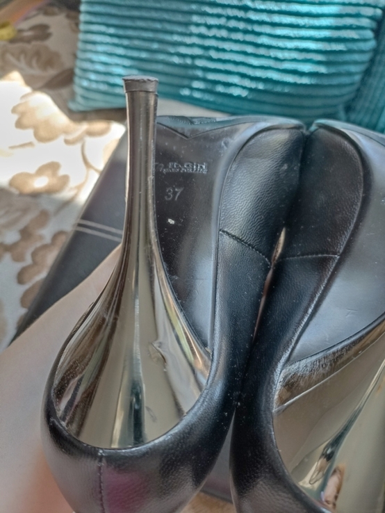 Красивые женские туфли черные нат кожа на шпильке 37, фото №8