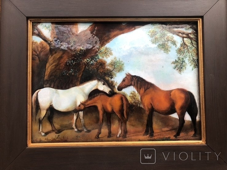 Картина , емаль по міді , коні, фото №3