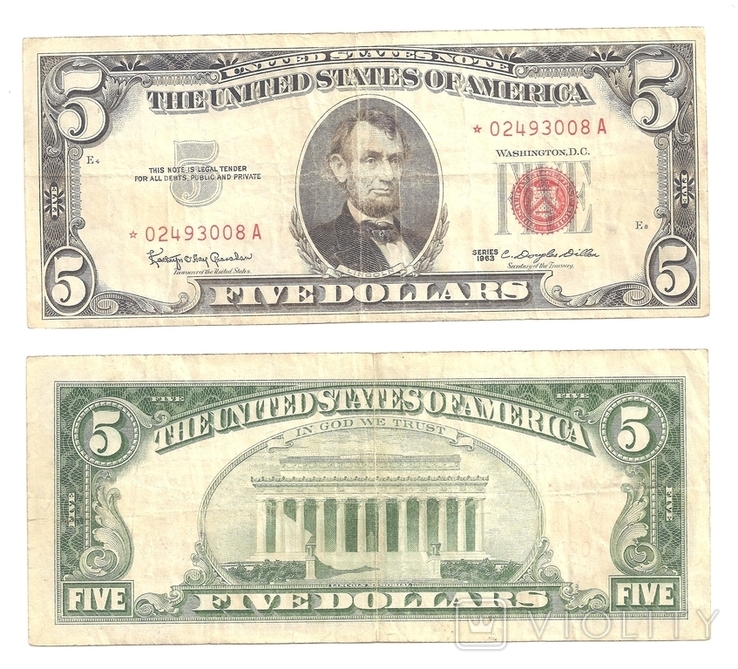 5 Долларов США 1963 год Замещение Звезда