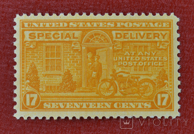 17 центів, США. Спеціальна доставка, 1944 Листоноша з мотоциклом, MNH, фото №2