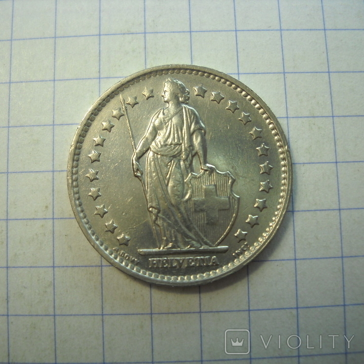 Швейцария, 1 франк 1970 г., фото №3