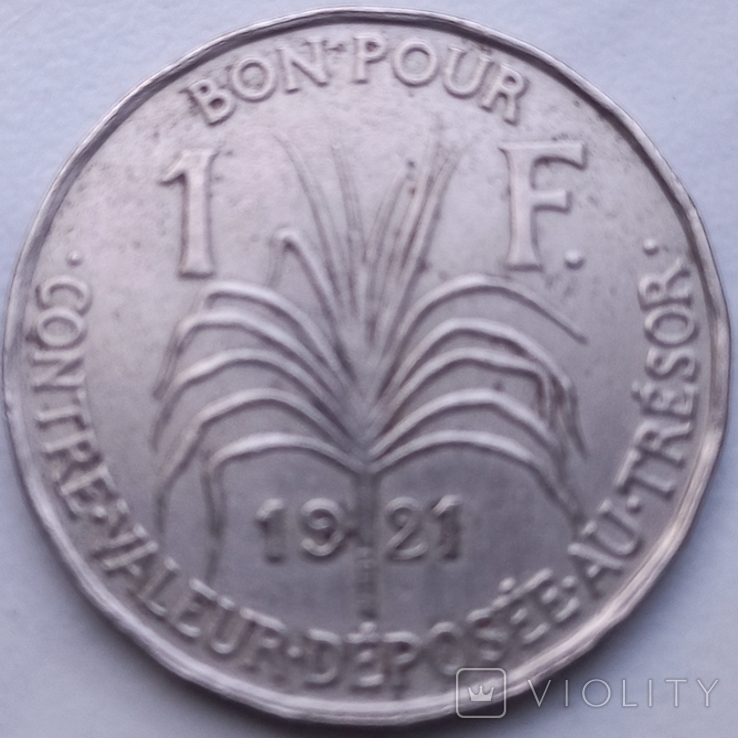 Гваделупа.1 франк 1921, фото №2