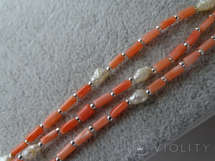Ожерелье из натурального коралла и жемчуга., фото №8