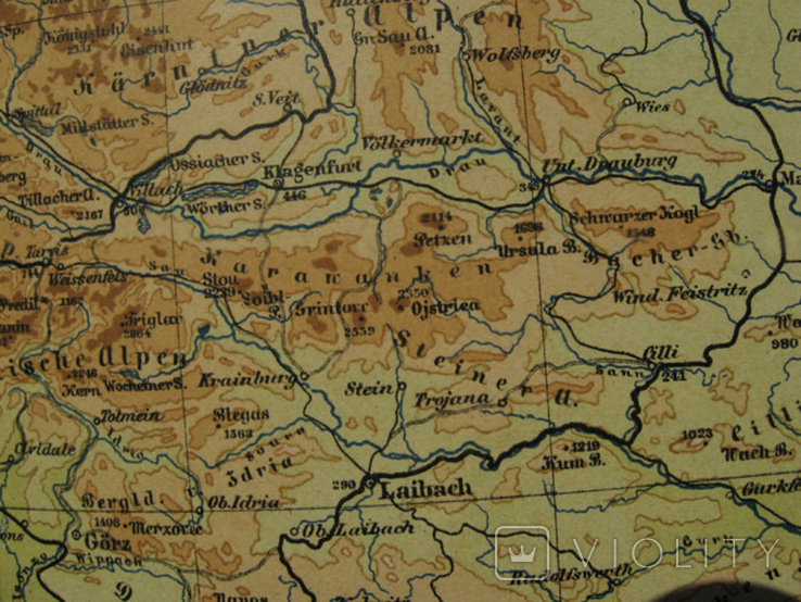 Альпы, 1901 г, 242х395 мм, атлас Meyer., фото №5