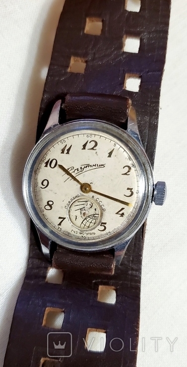 Watch Sputnik Chistopolsky, 1958, year of release, 4th quarter on a leather strap of the USSR., photo number 3