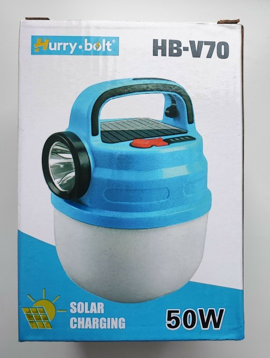 Акумуляторний ліхтар лампа із сонячною панеллю Hurry Bolt HB-V70, numer zdjęcia 2