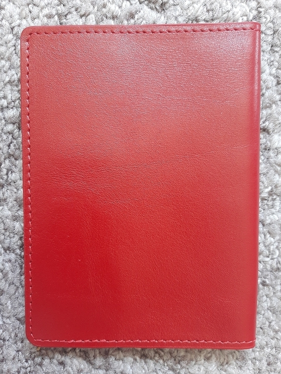 Шкіряна обкладинка на паспорт Grande Pelle 140х100 мм глянцева шкіра Sicillia червоний, фото №6