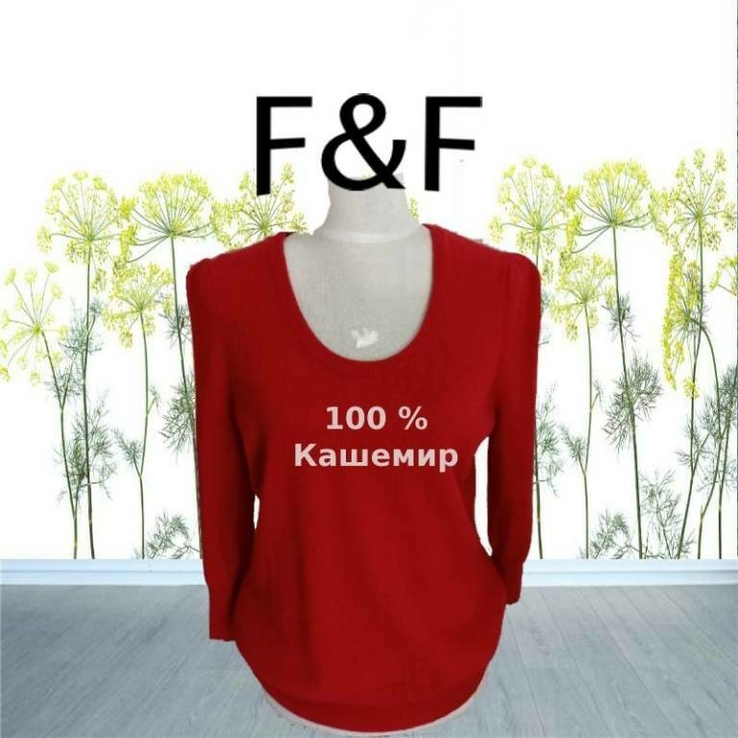 F&amp;F Кашемировый теплый женский свитер рукав 3/4 красный на 50, photo number 2