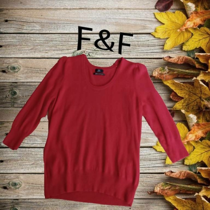 F&amp;F Кашемировый теплый женский свитер рукав 3/4 красный на 50, photo number 3