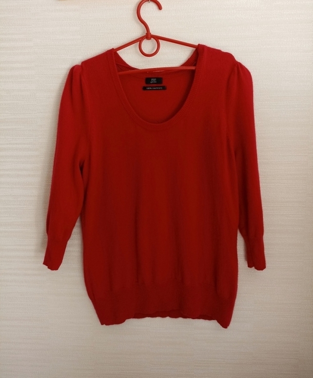 F&amp;F Кашемировый теплый женский свитер рукав 3/4 красный на 50, photo number 7