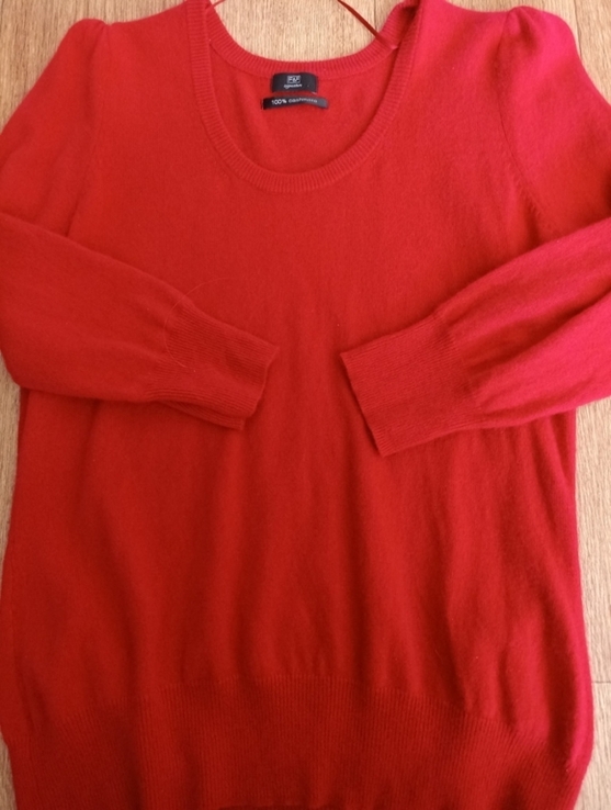 F&amp;F Кашемировый теплый женский свитер рукав 3/4 красный на 50, numer zdjęcia 10