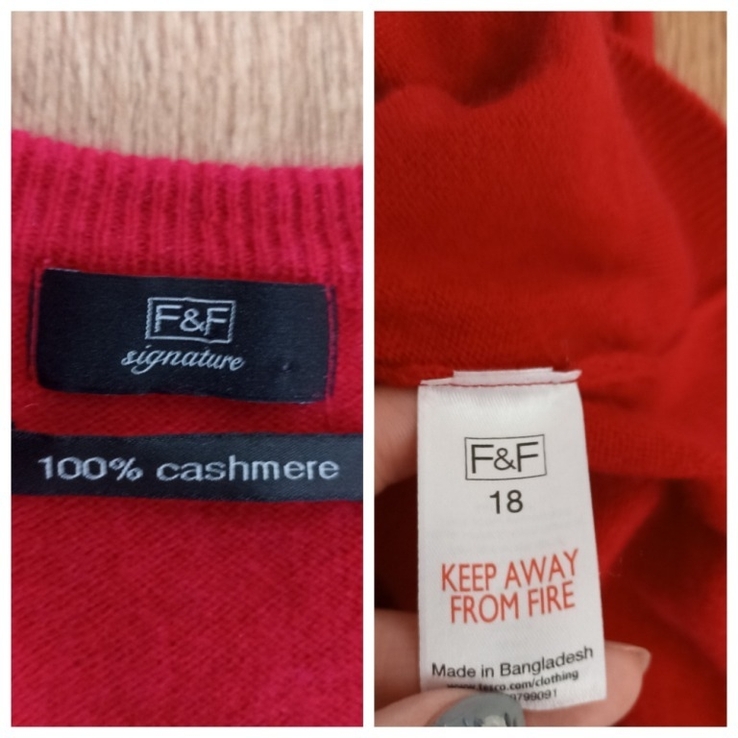 F&amp;F Кашемировый теплый женский свитер рукав 3/4 красный на 50, photo number 13