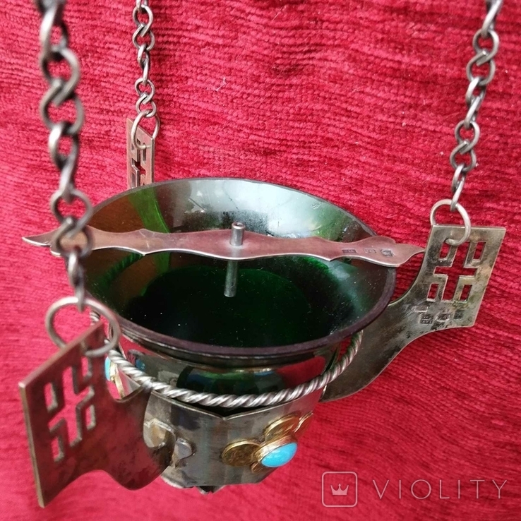  Серебряная лампада в полном комплекте, 84 пр. вес 492г, фото №4