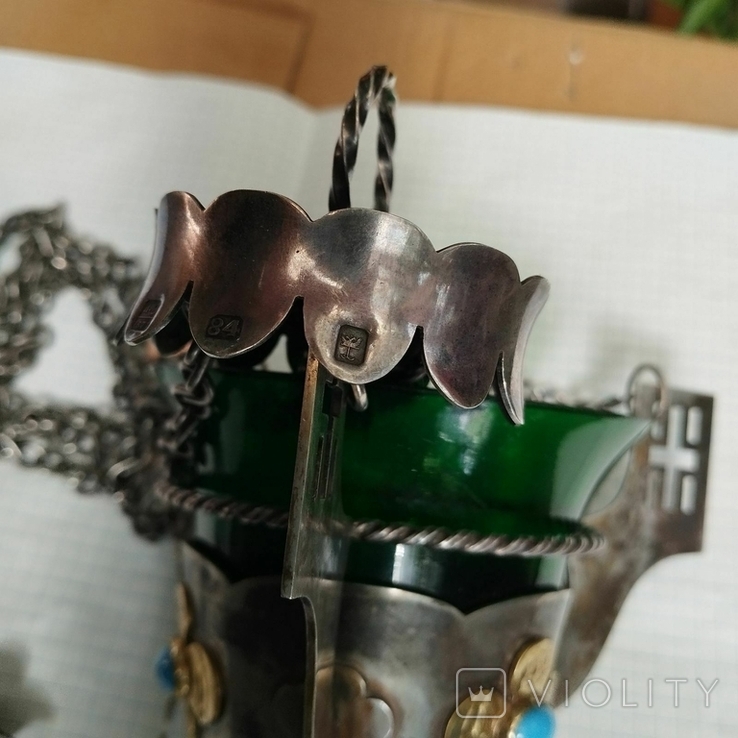  Серебряная лампада в полном комплекте, 84 пр. вес 492г, фото №7