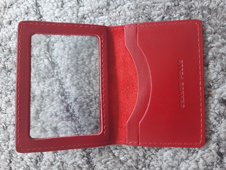 Обкладинка на ID паспорт автодокументи права Grande Pelle 100х70х10 глянцева шкіра червони, фото №8