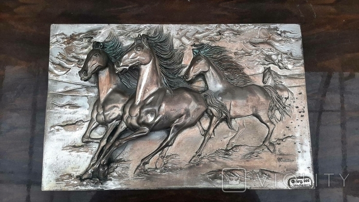 Рельфная Картина "Лошади" Автор Cristian R Arg.925 размер 44,5/28,5 см., фото №3