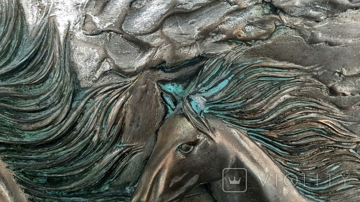 Рельфная Картина "Лошади" Автор Cristian R Arg.925 размер 44,5/28,5 см., фото №7