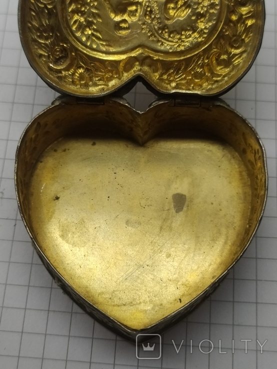 Шкатулка в форме сердца,серебро,позолота., фото №6