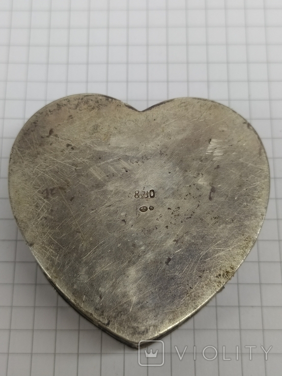 Шкатулка в форме сердца,серебро,позолота., фото №8