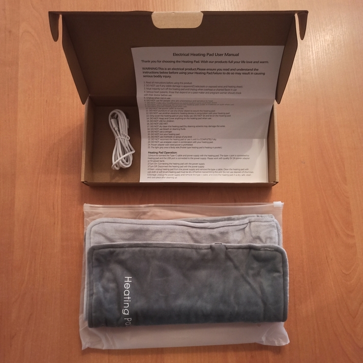 Одеяло с постоянным подогревом 60х30 см от USB шнура, фото №3