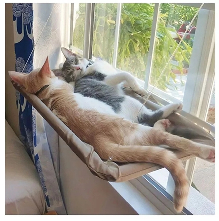 Гамак кровать лежак для кошек на 4-х присосках до 35 кг, фото №4