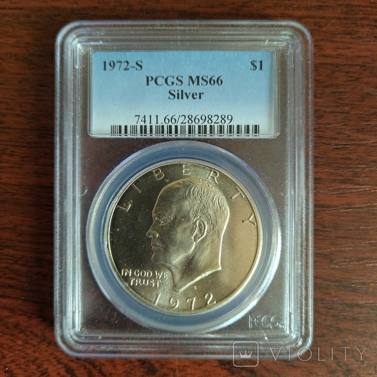  США Долар Ейзенхауера 1972 слаб MS66, фото №2