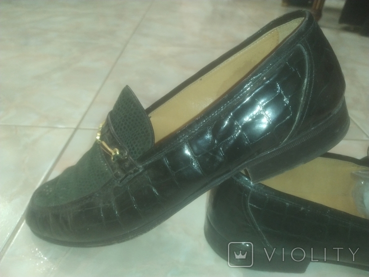 Туфли Gino Baracco мужские кожаные под крокодила с позолоченной пряжкой 44 Италия, фото №3