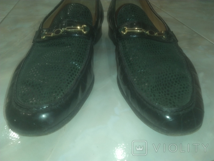 Туфли Gino Baracco мужские кожаные под крокодила с позолоченной пряжкой 44 Италия, фото №7